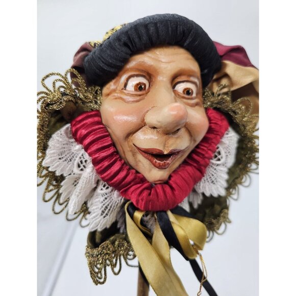 Katherine's Collection Mardi Gras Jester Doll Head On Stick Wand Wayne Kleski? - Picture 8 of 11